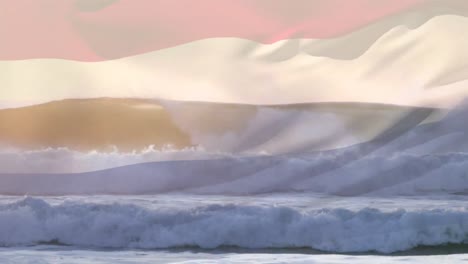 Digital-composition-of-waving-netherlands-flag-against-waves-in-the-sea