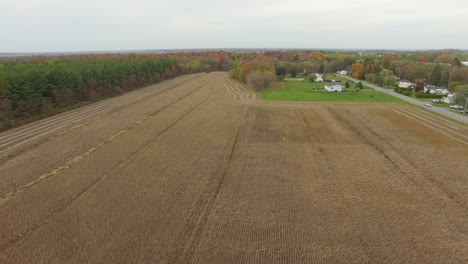 Farm-land-on-harvest-season-aerial-drone-footage