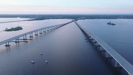 two one-way bridges of edison bridge over the caloosahatchee river in fort myers, florida, united states