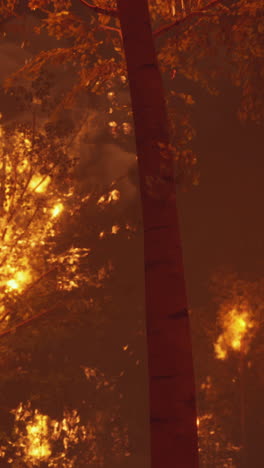 incendio forestal por la noche