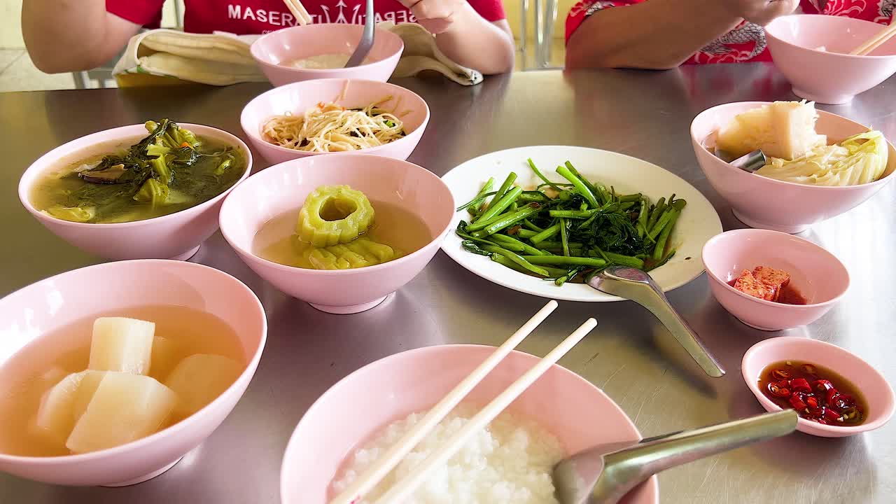 Traditional vegetarian dishes served in Chonburi, Thailand