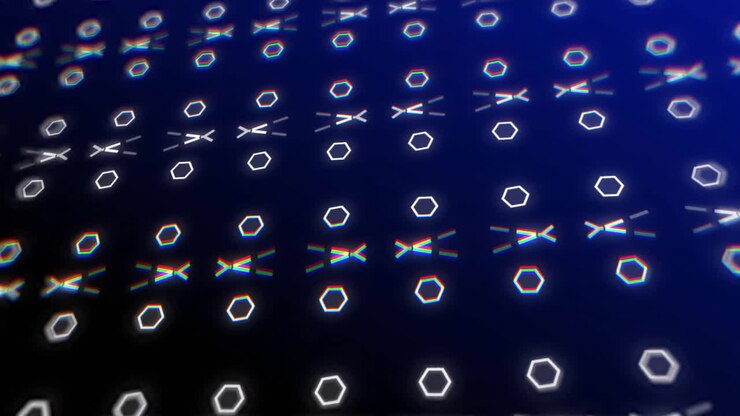 Animation of rows of white pattern moving over blue background