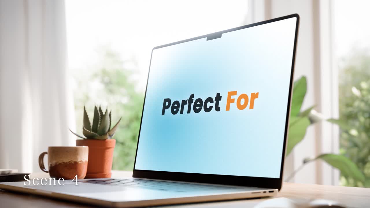 Laptop Screen Mockup - Scandinavian Interior with Garden | 6-SET AE Template
