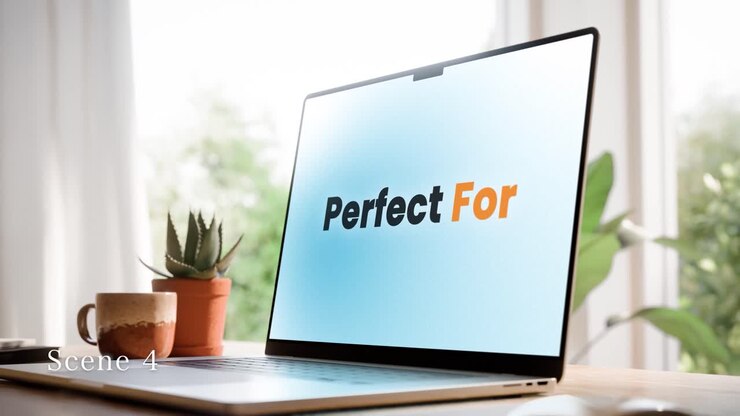 Laptop Screen Mockup - Scandinavian Interior with Garden | 6-SET AE Template
