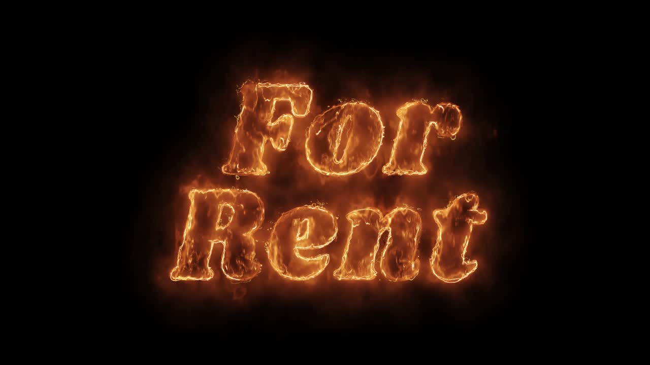For Rent sign with fire flames