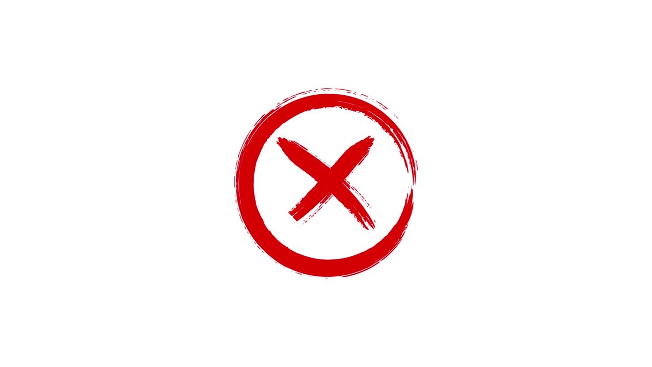 Animated Red Brush Stroke X Mark in a Circle