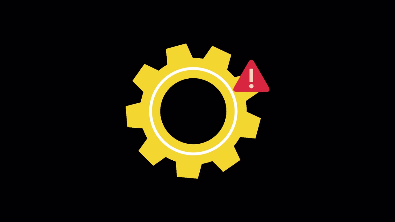 Animated Gear Icon with Blinking Warning Symbol