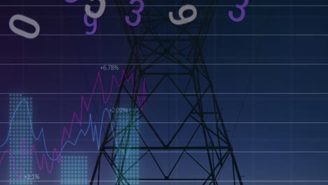 animación del procesamiento de datos financieros a través de la columna eléctrica.