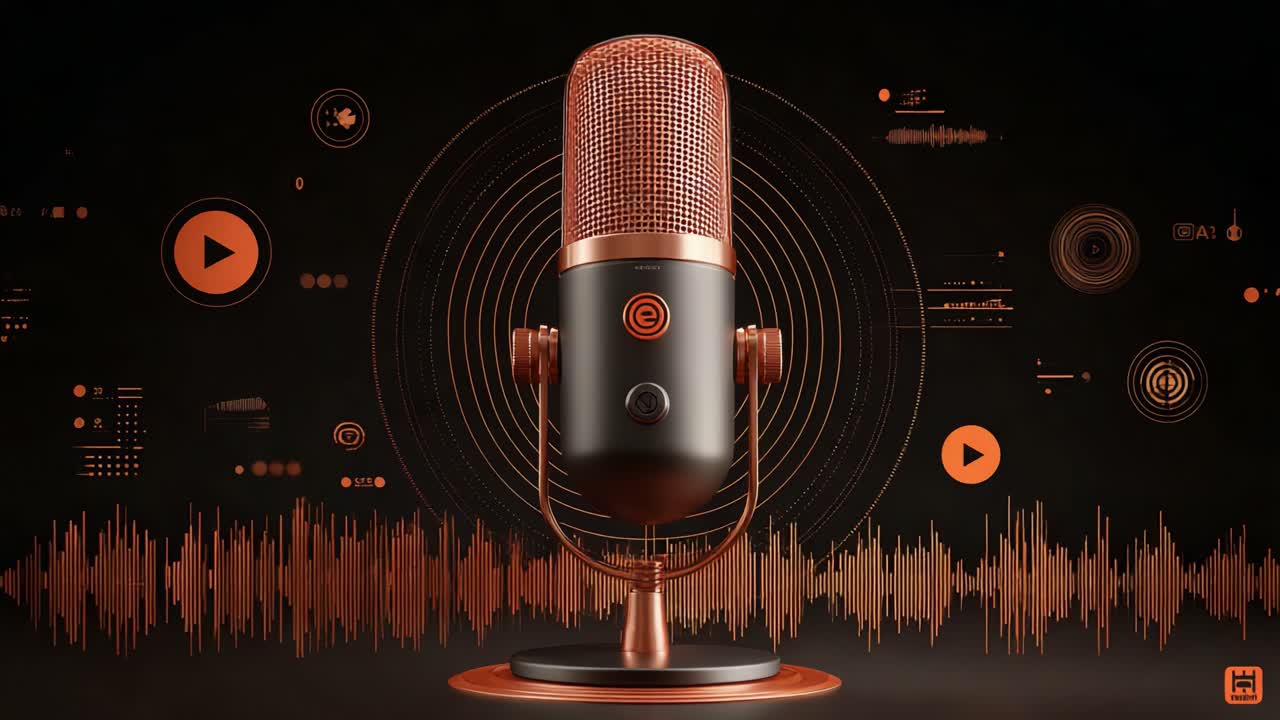 Exploring the Essence of Sound with a Stylish Microphone: A Visual Journey Through Audio Waves and Dynamic Background Elements