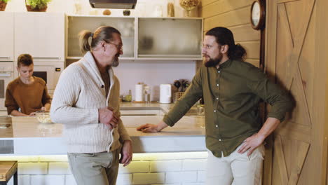 caucasian men in the kitchen