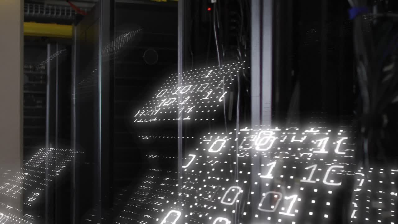 Animation of binary coding and data processing over computer servers