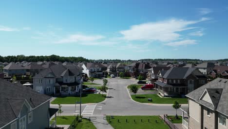 rising drone shot of court circle street type in suburb neighborhood