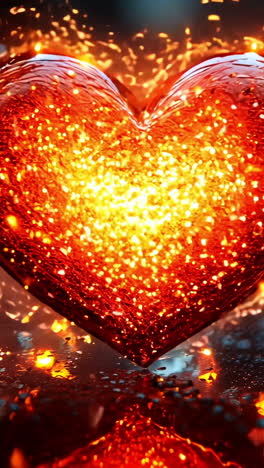a heart is lit up with fire and surrounded by a blurry background. concept of warmth and passion, as the heart is the symbol of love and the fire represents the intensity of emotions