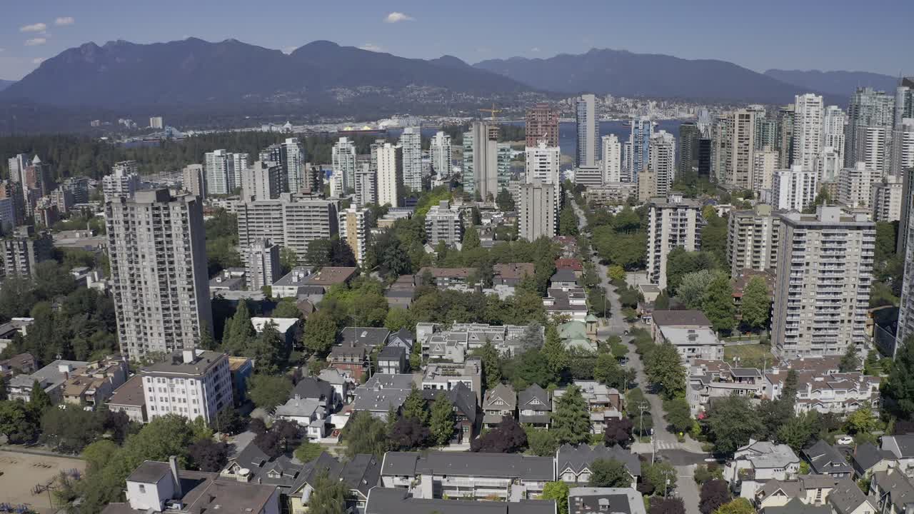 Downtown Vancouver Panaramic East Streets Buildings Parks Mountains Coal Harbor