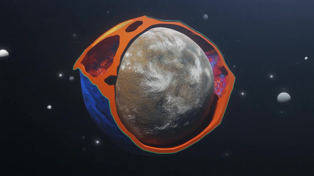 3D Animation of a Planet with Molten Core and Crust