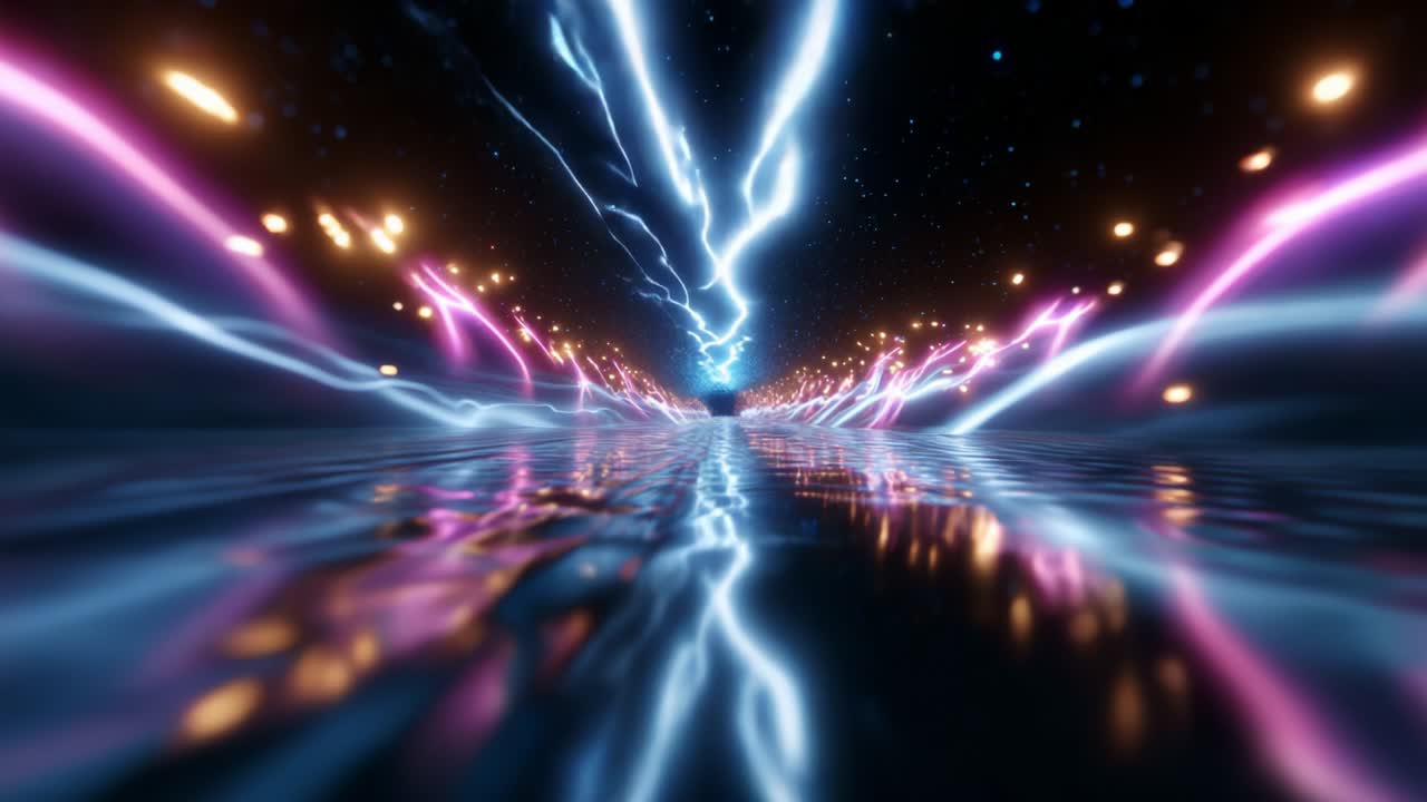A Hypnotic Journey Through a Neon Tunnel of Light and Reflection, Showcasing the Electric Energy Creating Stunning Visuals With Pulsating Colors and Radiant Patterns, Capturing a Dynamic Movement of Brightness