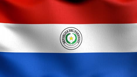 bucle sin costura 4k vdo. bandera nacional de paraguay soplando en el viento aislado. diseño abstracto patriótico oficial. ilustración de renderización 3d del símbolo de señal ondulante.