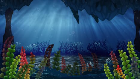 animated sequence of a serene underwater forest