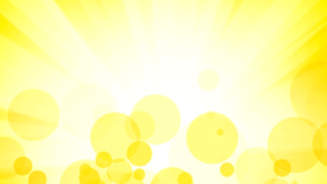 fllying yellow bubbles with rays abstract background