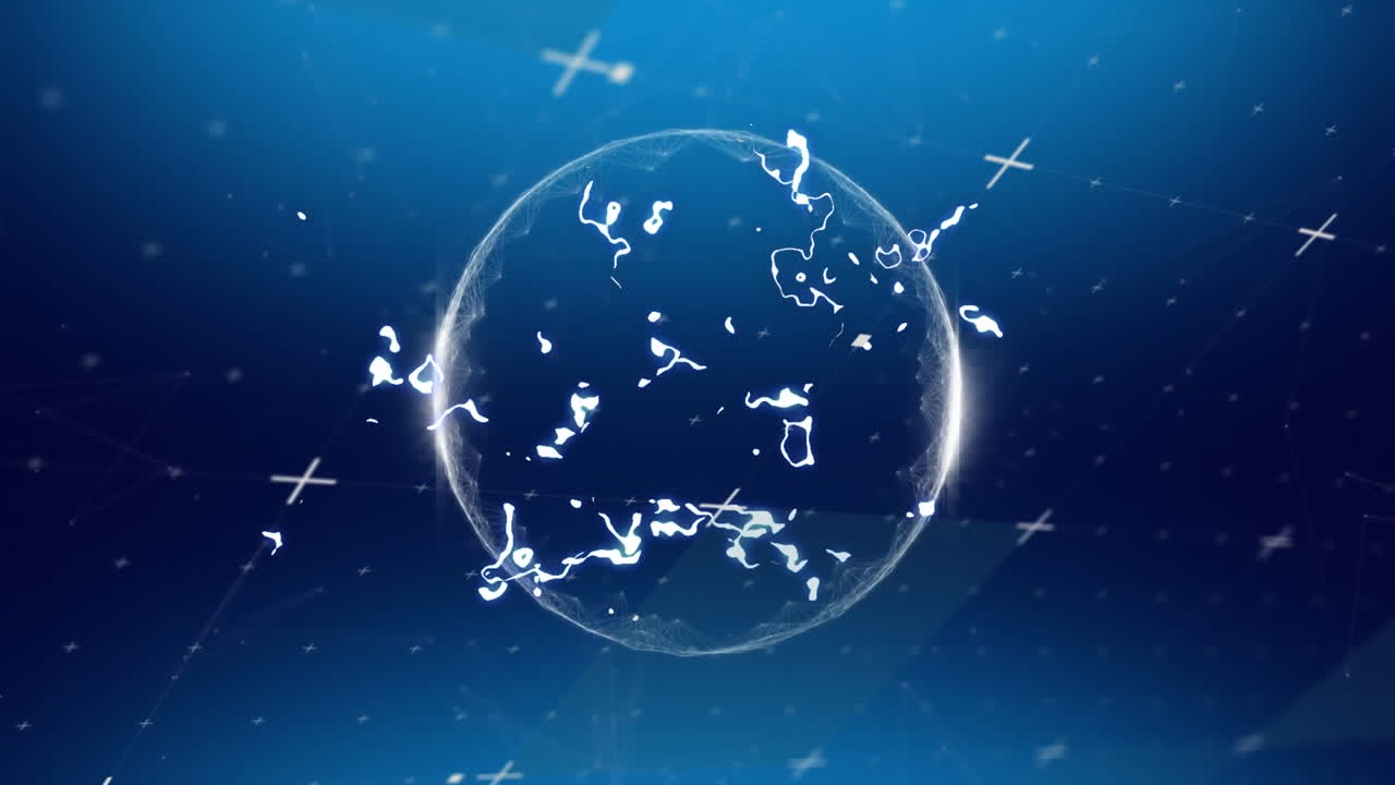 전 세계에 대한 범위 스캐닝과 데이터 처리 애니메이션