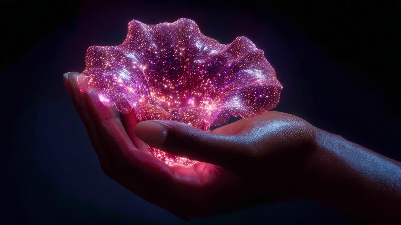 A Glowing Ethereal Object Held in a Hand, Illuminating the Darkness with a Spectacle of Colorful Stars and a Magical Aura, Capturing the Imagination and Wonder of Creation