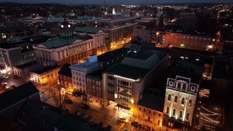 aerial view of a city at night