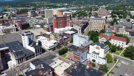 binghamton, nueva york, centro de la ciudad, drone aéreo