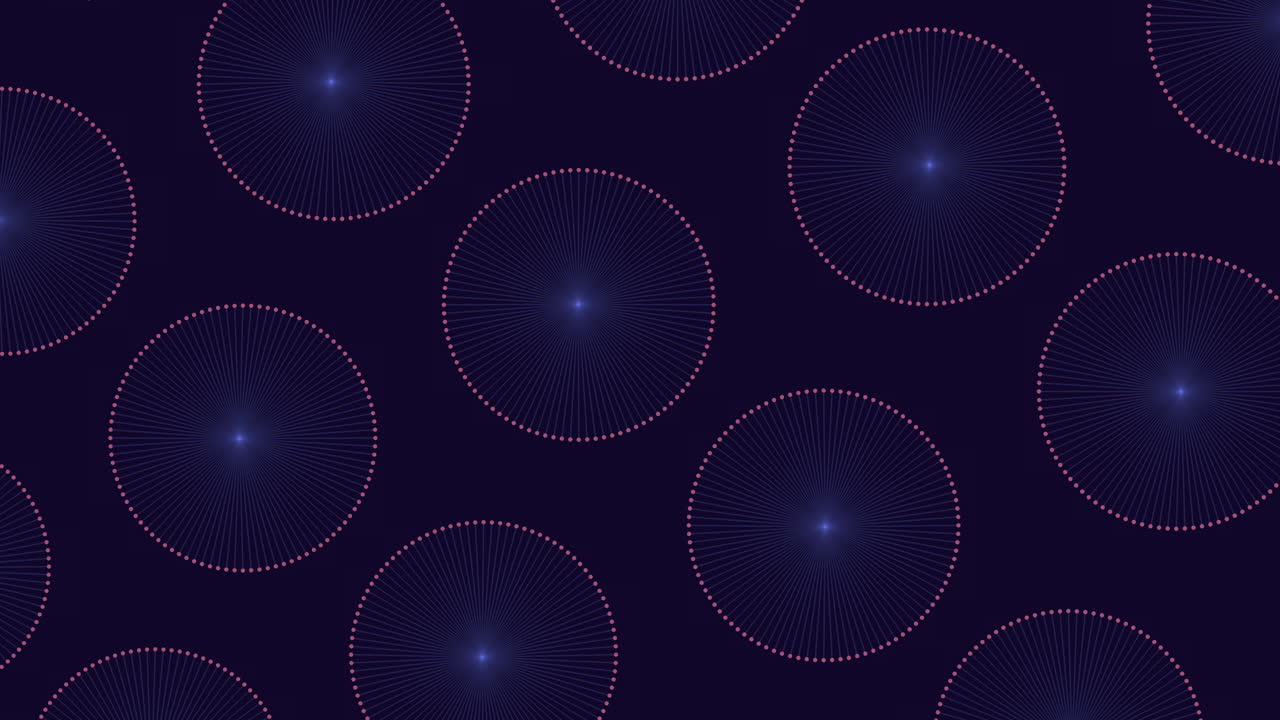 An abstract depiction of glowing purple lines forming a circular pattern set against a dark blue background, creating a visually striking and mesmerizing image