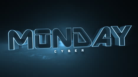 dark monochrome cyber monday text on blue gradient