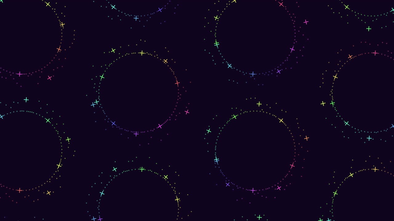 Colorful circles forming a circular pattern on a dark backdrop create a visually pleasing seamless design in this image