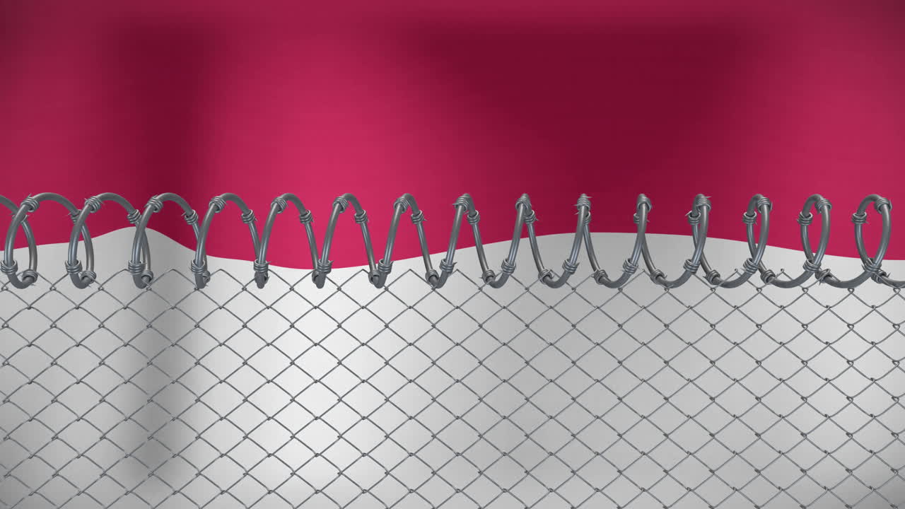 빨간색과 색 바탕에 가시선 애니메이션으로 체인 링크 울타리