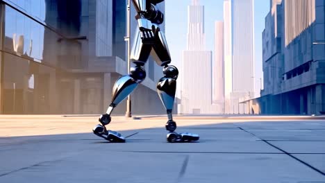 robot walking in a futuristic city