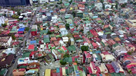 colorful houses close together on asian makati city outskirts