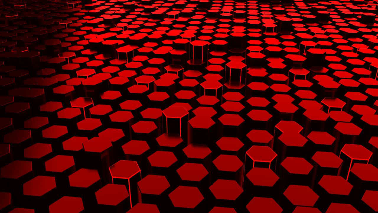Red 4K Futuristic Abstract Looped Hexagon Background