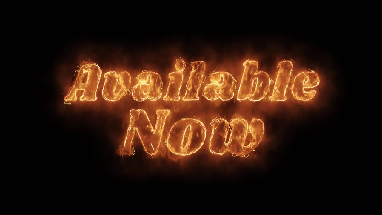 Available now word hot animated burning realistic fire flame and smoke seamlessly loop animation on
