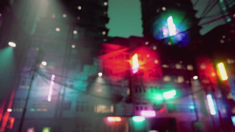 blurred neon city at night