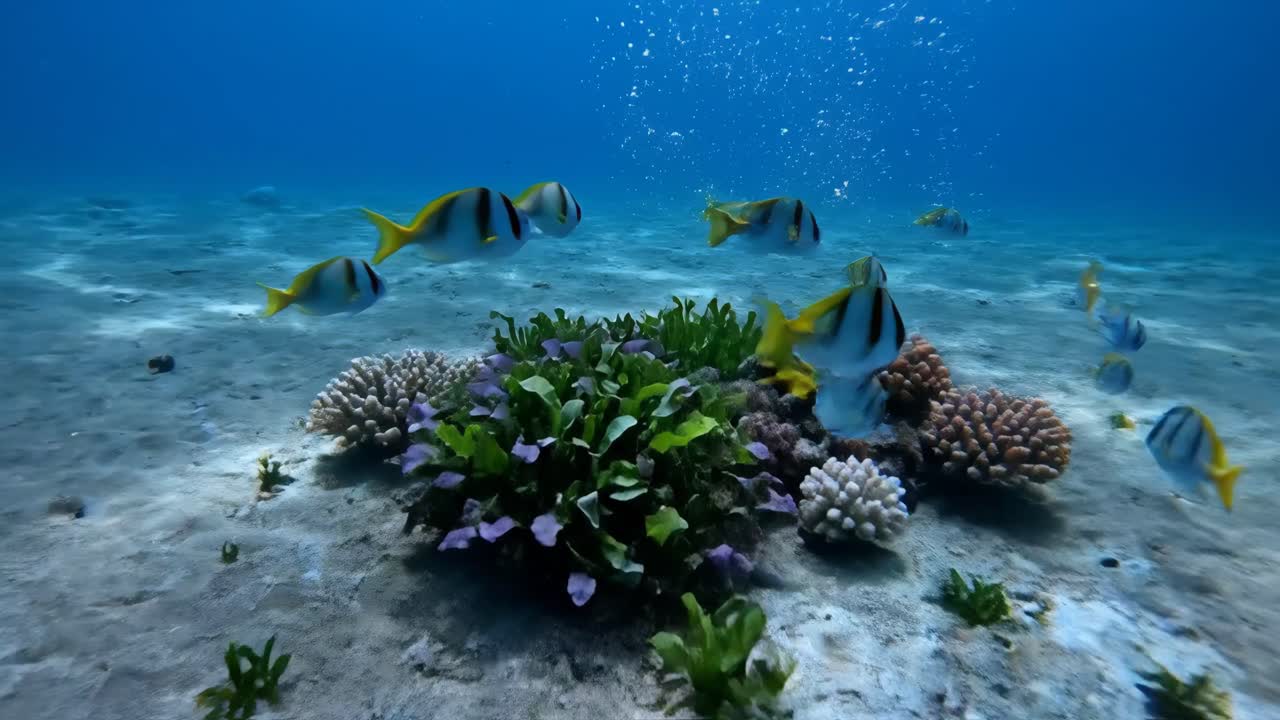 arrecife de coral submarino con peces tropicales