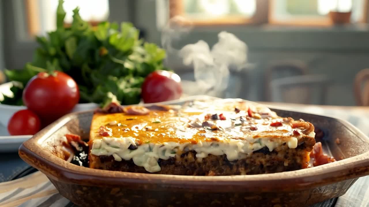 un delicioso moussaka casero