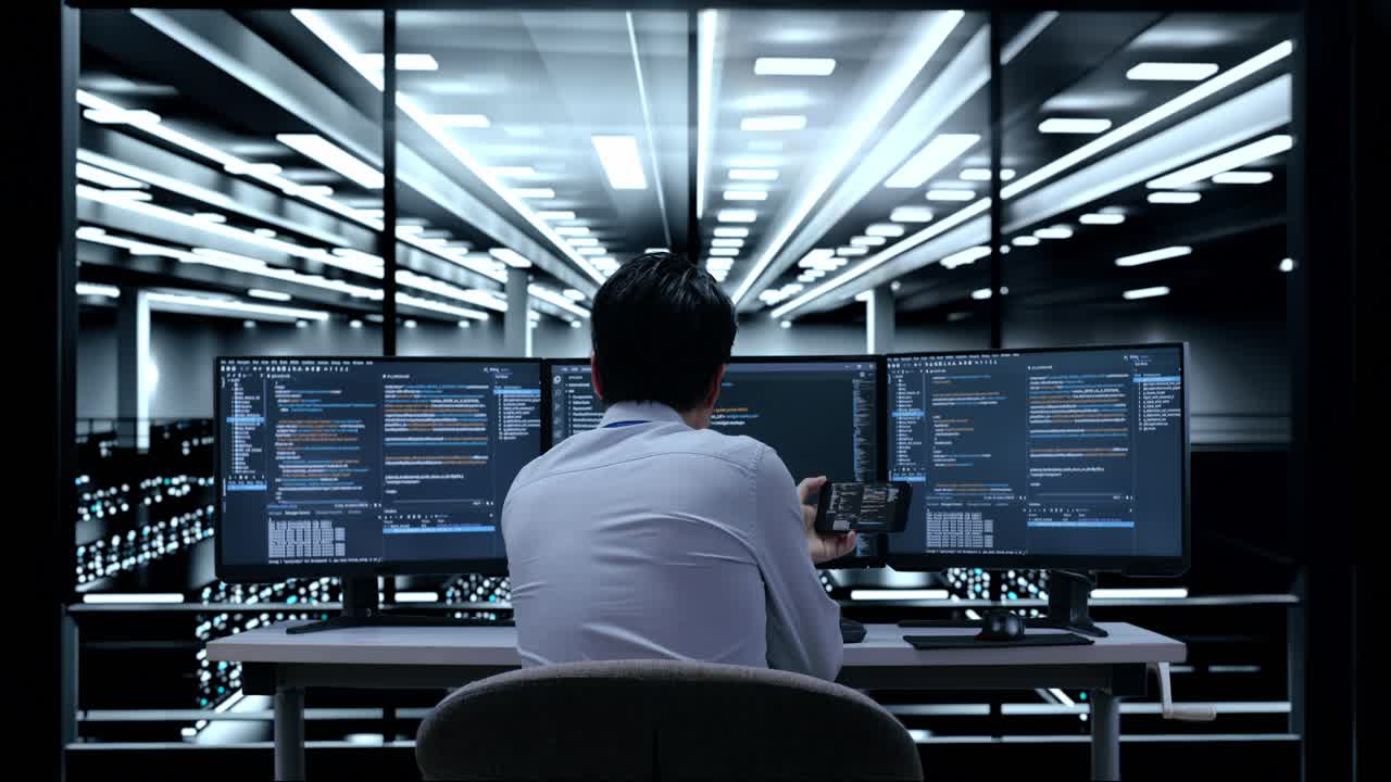 IT Technician Working in a Server Room