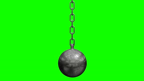 wrecking ball. demolition sphere hanging on chains. 3d render video available in 4k fullhd and hd render