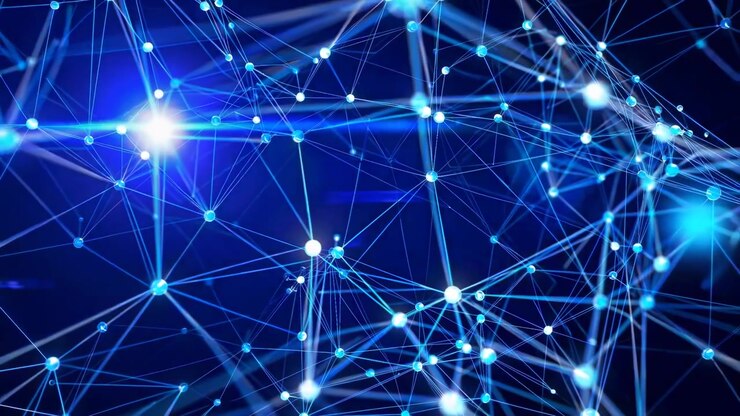 Abstract Digital Network Connection with Glowing Blue Nodes