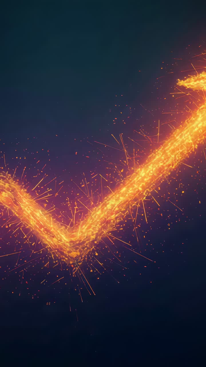 Vertical video: Igniting hotspot drawing fiery chevron on teal screen for logo reveal, with sparks