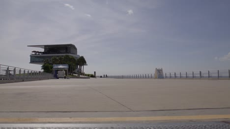 St. Pete Pier in St. Petersburg, Florida with wide shot panning right to left