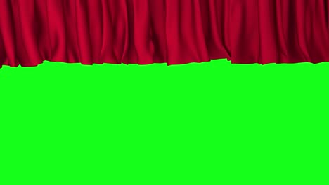 red theater curtain opening to reveal a green screen