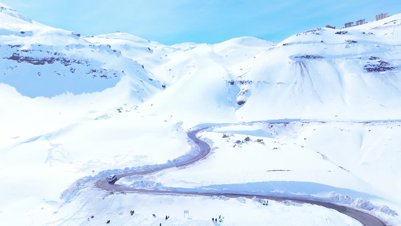 눈이 내린 계곡, 안데스 산맥, 메트로폴리탄 지역, 칠레