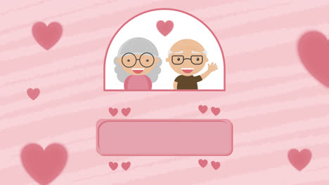 Motion-Graphic-of-Pink-background-with-grandparents-in-love-in-flat-design