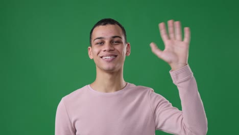 man waving hand and greeting hello