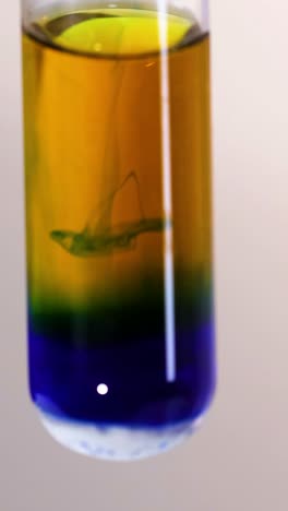 chemical reaction showcasing color changes in solution