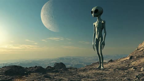 alien on a mountaintop