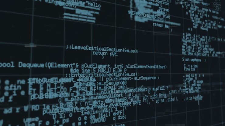 Animation of glitch effect over data processing against black background